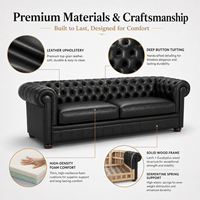 Ensemble de canapés en cuir de luxe de style européen et américain pour salon familial avec dossier capitonné