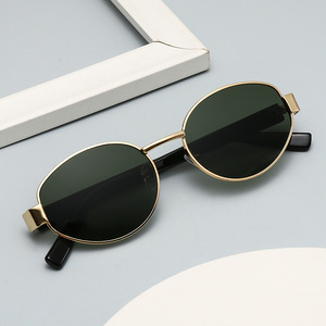Women's Oval Metal Sunglasses Gold <b>Frame</b> UV400 Protection Class 2 Lenses Travel Fashion Outfits - Product Image 1