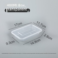 Conteneur alimentaire jetable en plastique en gros, boîte à lunch rectangulaire de 400 ml avec couvercle pour l'emballage des restaurants de restauration rapide