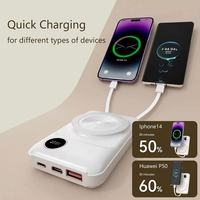 Logo personnalisé PD 22.5W Portable Magnétique Powerbank 10000 Mah Avec Câbles Aimant Mini Power Bank Batterie