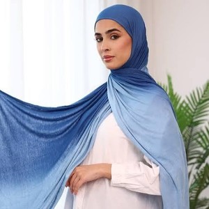 <span class=keywords><strong>Hijab</strong></span> en jersey de coton dégradé prêt à être expédié, doux, respirant, multicolores, pour femmes musulmanes, disponible en stock - Product Image 2