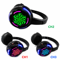 Sistema de Auriculares para Fiesta Silenciosa RF988, Auriculares Inalámbricos de Largo Alcance (500m) con LED y Clip para la Oreja, y Transmisor