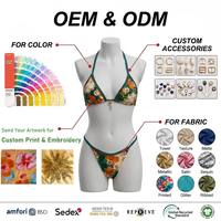 Maillot de bain brésilien en tissu recyclé au crochet, avec breloques personnalisées du fabricant, string à nouer sur les côtés