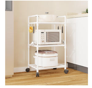 Petit étagère de rangement multi-niveaux en plastique pour micro-ondes, chariot de rangement pour la maison, support mural pour la cuisine, la salle de bain, pour les outils de nettoyage - Product Image 6