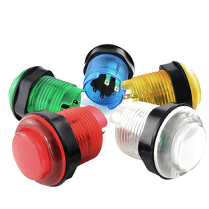 สวิตช์ปุ่มพลาสติกเรืองแสงสำหรับคอนโซลเกมอาร์เคด 28 ประเภทแบบเสียบพร้อมไฟสีแดงสีเขียวสีฟ้าสีเหลืองใส - Product Image 1