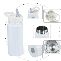 Bouteille d'eau isotherme portable en acier inoxydable 304 de 14 oz, vierge pour sublimation, avec paille et poignée, idéale pour le camping en extérieur - Vente en gros