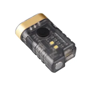 Multi-function Rechargeable EDC Flashlight Magnetic Work Light UV Torch Warning Light LED Pocket Keychain Mini Flashlight