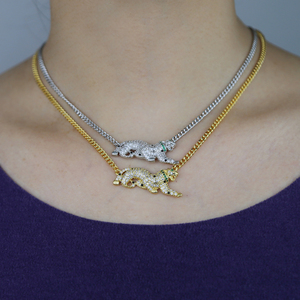Collier <span class=keywords><strong>Jaguar</strong></span> Léopard Plaqué Or <span class=keywords><strong>et</strong></span> Argent, Pendentif Guépard en Zircon Cubique, Bijou Animal pour Femme <span class=keywords><strong>et</strong></span> Fille, Idéal Cadeau - Product Image 5