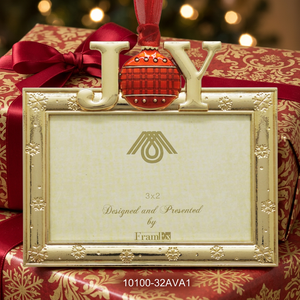 Metal Photo Frame 3x2 Inch Gold Finish <b>Christmas</b> Ornament Joy Design Indoor Decor - Product Image 2