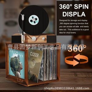 Cross-border wooden vinyl <b>record</b> rack, home book, picture book, and magazine rack, wooden CD desktop display <b>stand</b> - Product Image 3