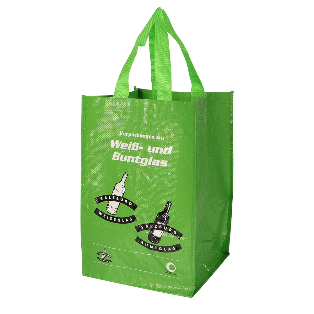Yeşil kullanılan alışveriş kalın büyük pp körüklü sevkiyat dokuma çanta