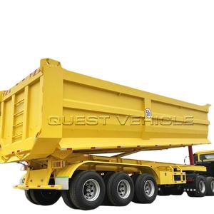 รถพ่วงดั๊มพ์แบบกึ่งพ่วง 4 เพลา รูปตัวยู ขนาด 45 ลูกบาศก์เมตร สำหรับขนส่งถ่านหินหรือหินกรวด <span class=keywords><strong>QUEST</strong></span> พร้อมระบบไฮดรอลิกด้านหลัง - Product Image 1