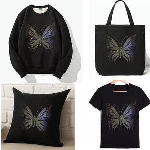 Logo de marque étincelant papillon strass autocollants transfert de chaleur décalcomanie bricolage vêtement accessoire pour vêtements, sac, oreiller - Product Image 2