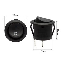 Interrupteurs à bascule ronds de petite taille KCD1, noirs, mini ronds, 2 broches, 10A 125VAC 6A 250VAC, interrupteur à bascule marche-arrêt