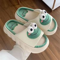 Chaussons bébé en lin motif grenouille, antidérapants, à semelle épaisse, en coton et lin, pour printemps et été, modèle 2026, vente chaude