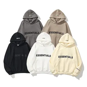 Haute qualité décontracté hommes sweats à capuche et sweats essentiels à capuche lettre Logo Double ligne haute rue surdimensionné hommes sweat à capuche ample