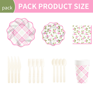 DAMAI - Juego de Vajilla Desechable para Fiestas, Vajilla Desechable para Fiestas de Té, Platos, Vasos y Servilletas de Papel - Product Image 6