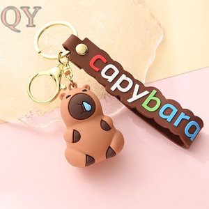 QY Capybara Keychain Kawaii Cartoon Animal 3D PVC Silicone Pendant Bag Charm <b>Car</b> <b>Key</b> <b>Ring</b> Gift for Kids Women - Product Image 2