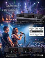 Système de microphone sans fil UHF professionnel 4 canaux True Diversity avec verrouillage ID et fixation Rock Mount