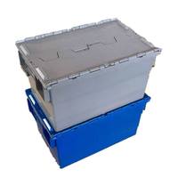 Boîtes de rangement, caisses de déménagement, conteneurs en plastique robuste avec couvercle coulissant, empilables, recyclables, paniers de rangement en maille