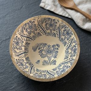 Luxury Kitchenware Wooden Round Bowl <b>Sticker</b> Enamel Natural Color Bowl <b>For</b> Serving Food Salad Mixing <b>Fruit</b> Soup Acacia Wooden - Product Image 1