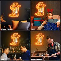 Kavaas Cowboy Boot Enseigne au néon Décoration murale occidentale pour chambre à coucher Bar Man Cave-Meilleurs cadeaux pour les amateurs de rodéo Anniversaire Noël