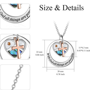 Pedido Mínimo 1 Pieza - Collar de Acero Inoxidable Bicolor Plata y Oro Rosa, con Colgante de Cruz Cristiana y Semilla de Mostaza - Fe, <span class=keywords><strong>Esperanza</strong></span>, Amor - Product Image 6