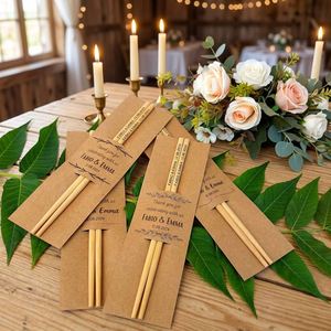 Bâtonnets de bambou pour mariage, bâtonnets personnalisés imprimés avec carte, cadeaux écologiques pour invités - Product Image 3