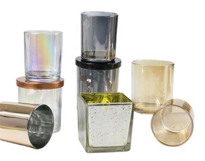 Luxury Custom Transparent Colorful Wide Mouth <b>Tealight</b> Glass Candle Jar Iridescent Candle Container - Product Image 2