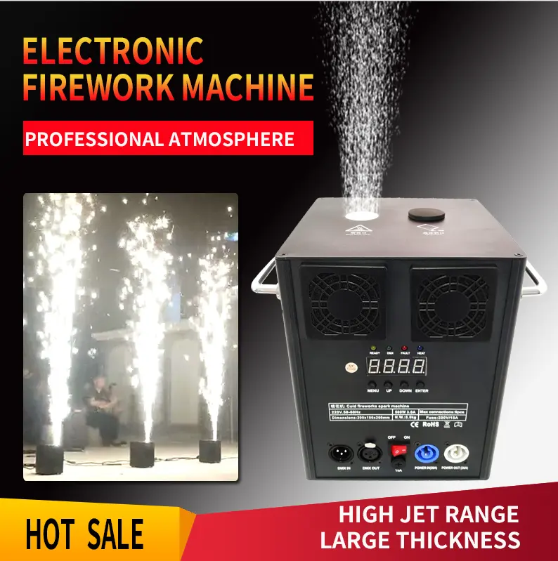 Máquina de chispa fría de 650W, fuente de fuegos artificiales de hielo, máquina de chispas frías para escenario