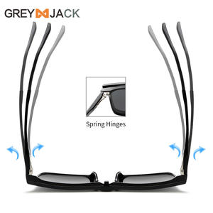 Gafas de sol polarizadas Grey Jack, montura negra TR90, protección UV400, visión nocturna, unisex, bisagras de resorte - Product Image 1