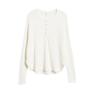 Girls White Waffle Knit Long Sleeve T <strong>Shirts</strong> Basic Blank <strong>Boyfriend</strong> Polyester Rayon Pullover <strong>Women</strong> Knitted Top Over Size - Product Image 4