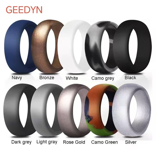 Accept Custom Logo Silicone Wedding Rings Sports Dangerous Works Rings Silicone Men Band