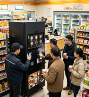 Distributeur automatique de café commercial 2026 avec paiement par QR code, carte et espèces – Machine intelligente pour café frais