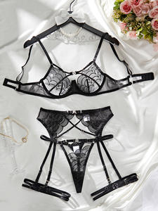ODM & OEM vente en gros de sous-vêtements brodés transparents <span class=keywords><strong>fantaisie</strong></span> collants chauds érotiques sexy Bondage noir lingerie rouge pour femmes - Product Image 5