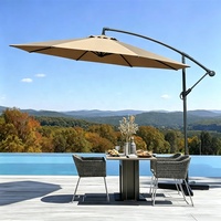 Parasol banane dépliable avec auvent ventilé, mât latéral en fer robuste, design moderne, imperméable, pour extérieur, cour et hôtel