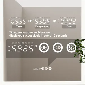 Espejo de baño LED inteligente con retroiluminación: 36x24 pulgadas arqueado regulable 3 colores espejos iluminados antivaho con temperatura de tiempo - Product Image 4