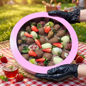 Luxury Chocolate Strawberry Circle Paperboard Sweet Treat Cardboard Round Gift <b>Box</b> for Grazing Food - Product Image 6