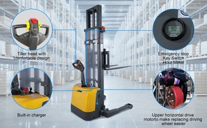 Apilador Eléctrico de Alta Eficiencia de 1500 kg, Elevador de Paletas Manual con Ruedas de PU para Carga y Almacenamiento en Pasillos Estrechos - Product Image 5