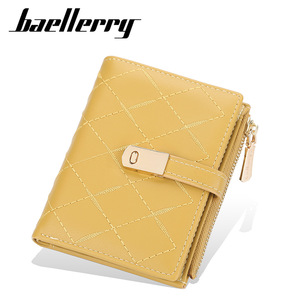 Baellerry Women's Short Wallet Pu Leather Checkered Zipper Coin <b>Purse</b> Multifunctional Everyday Use - Product Image 1