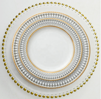Créez votre propre service d'assiettes de luxe en porcelaine fine avec bordure dorée, écologique et compatible micro-ondes – Style moderne, idéal pour les cadeaux