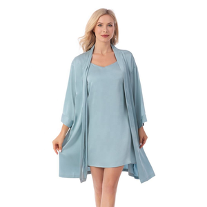 Al por mayor, Conjunto de lencería nupcial de lujo para mujer, suave, de verano, de satén y seda, <span class=keywords><strong>sin</strong></span> mangas, estilo <span class=keywords><strong>kimono</strong></span>, tipo bata y camisón - Product Image 2