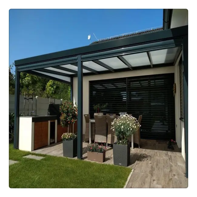 Pérgola de acero para exteriores, pérgola bioclimática de aluminio y patio, 4x4