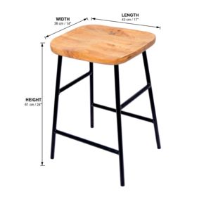 Taburete alto de madera maciza Vintage nórdico, cómodo MARCO DE Metal Simple moderno, restaurante, comedor, sala de estar, silla de Bar al aire libre - Product Image 3