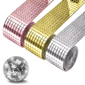 Nuoxin 4cm*1m Disco Ball Decorative Mosaic Mirror Self Adhesive Tile Sticker for DIY Craft Decoration Supply