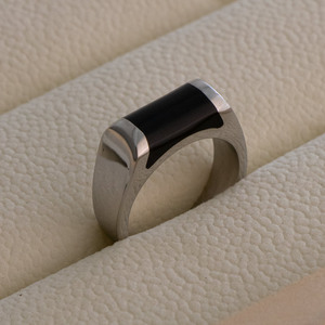 Stainless Steel Epoxy <b>Ring</b> <b>Silver</b> Geometric Design For <b>Men</b> And Women Jewelry Gift - Product Image 4