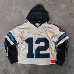 YSJY Fabricant Personnalisé Streetwear Sports Football Basketball Football Imprimer Vintage Mesh Jersey Hoodie Hommes - Product Image 5