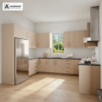 Meuble de cuisine de luxe avec portes en mélamine, aménagement en U moderne, rangement par tiroirs, projets de maison et boîtes de rangement en MDF