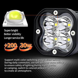 Focos LED RGB Cuadrados de 40W y 3 Pulgadas para Motocicleta, Luces de Trabajo Impermeables con 4 Lentes, 2 Años de Garantía, Faros Antiniebla para Autos y Camiones - Product Image 6