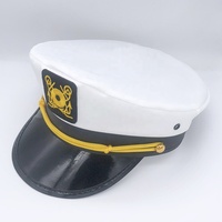 Réglable Unisexe Adulte Capitaine Marin Costume Chapeau Blanc Marine Bateau Chapeau pour Halloween Party Accessoire
